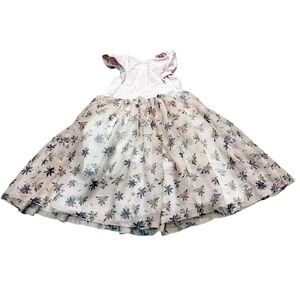 Calvin Klein Jeans Dress Pink Floral Tulle Skirt Pink Top Buttons Girls Size 6